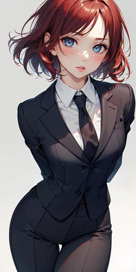 anime girl in a suit and tie posing for a picture