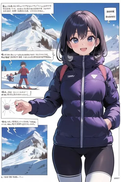 ultra detail,best quality,masterpiece, comicstyle,girl,ski,winter,mountain,lift, <lora:ekho:0.8>,speech bubble,smile,skiwear