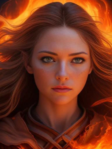 photo RAW, full color portrait, A beautiful female adventurer in The Mountain of Fire , masterpiece, award winning photography, lighting, perfect composition, high detail, hyper realistic, even natural lighting, epic, pretty makeup, flowing hair,