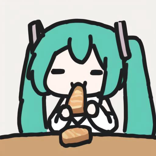 masterpiece,best quality,1girl,hatsune miku,(smol),eating bread,<lora:smol_20230527144512>,