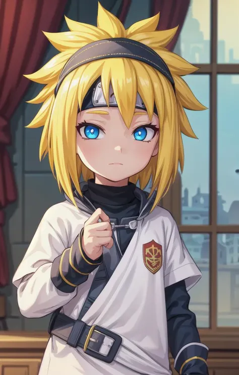 1 boy,more details in eyes,cute,looking at viewer, adorabel boy,cute face,details sky,handsome,young,juvenile,((masterpiece:1.4,best quality)),multiple details,eyeshadow,sfw, full shot,
<lora:minato-000006:0.7>, FOREHEAD PROTECTOR , yellow hair