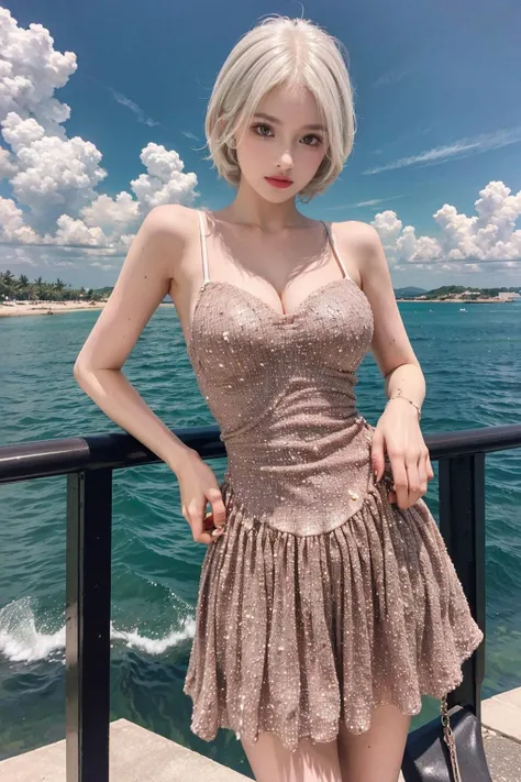 香槟色 气质亮片吊带连衣裙/Champagne-colored elegant sequin spaghetti strap dress