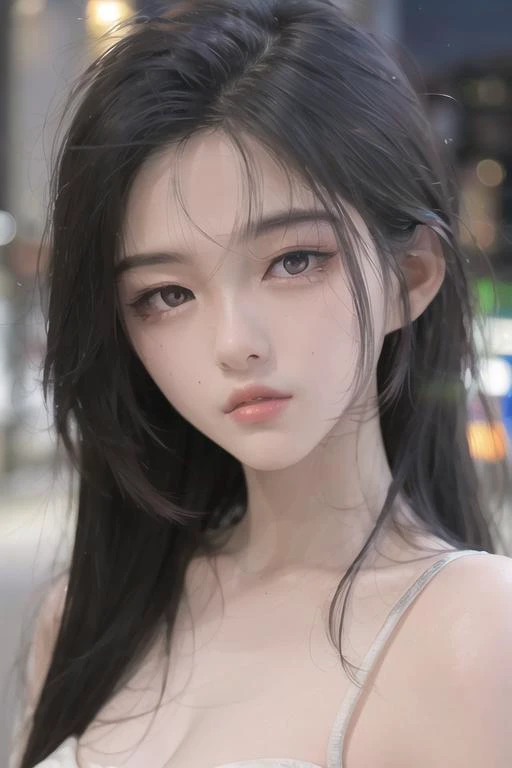 best quality, 8k,raw photo, ultra realistic, masterpiece:1.2,professional light, F1.8,(colorful),blue-orange hue,
1girl, red lips,
looking at viewer, highlight on face, upper body, close-up, mole on face,
city, night,tokyo street,
<lora:no134Girl_v10:0...