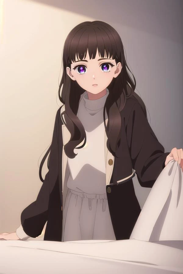 emmanakazono, <lora:emma nakazono-alpha-lora-nochekaiser:1>,
emma nakazono, long hair, bangs, brown hair, black hair, (purple eyes:1.1), blunt bangs, wavy hair,
BREAK jacket, sweater, lips, red shirt,
BREAK indoors,
BREAK looking at viewer, (cowboy shot:1....