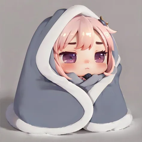 <lora:cozyblanket:1.0>, cozyblanket, simple background, dwarf chibi, Blush blanket, masterpiece, 8k, high resolution, shallow depth of field, sharp focus