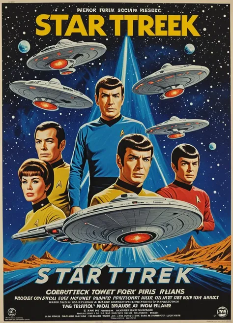 a poster for star trek starring the crew of the enterprise