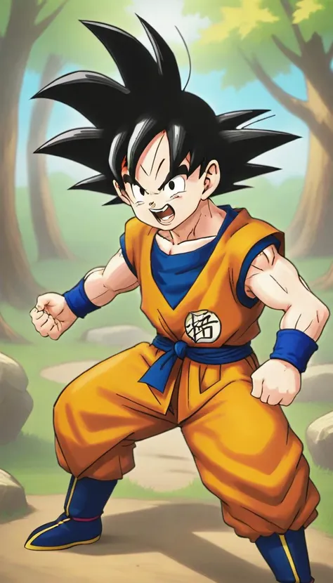 a cartoon image of a young gohan in a yellow outfit