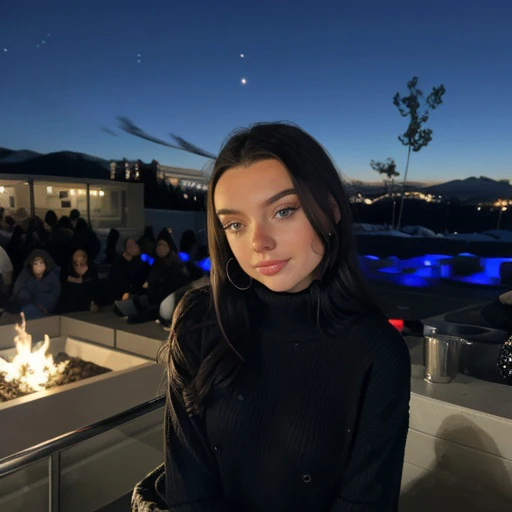 <lora:ryderm_sd15_512_128_64_v1:1>ryderm,1girl,looking at viewer, new years eve party fireworks in background, wearing a turtleneck sweater