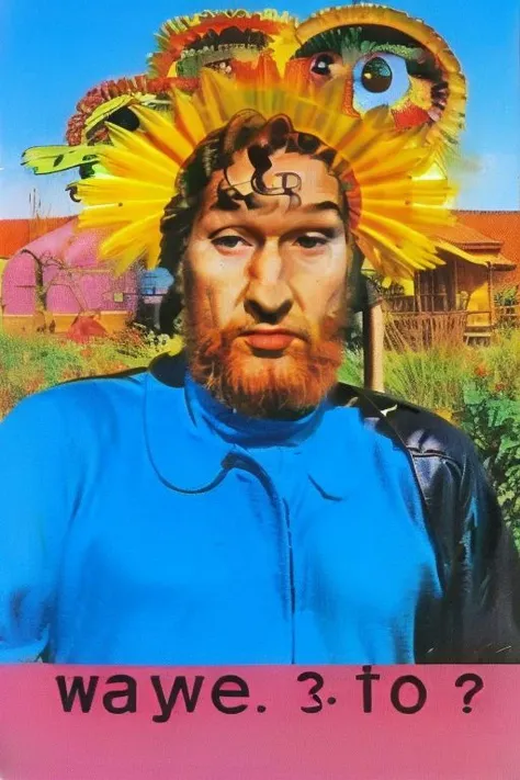 a close up of a man with a flower on his head