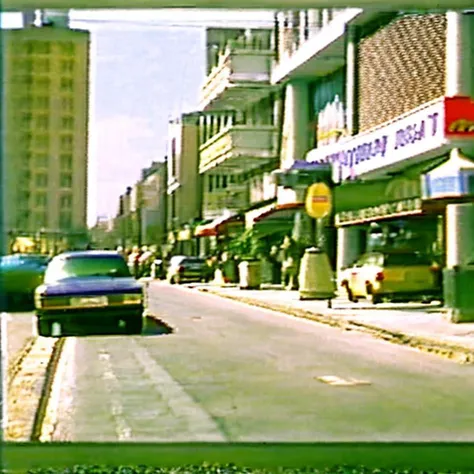 90VHS, vhs still from tv, vhs from documentary, vhs commercial, ((photo of a city street on VHS style image like 80s)), ((high quality:1.2, masterpiece:1.2)),high details, detailed and intricate, intricate details, high intricate details, absurd amount of ...