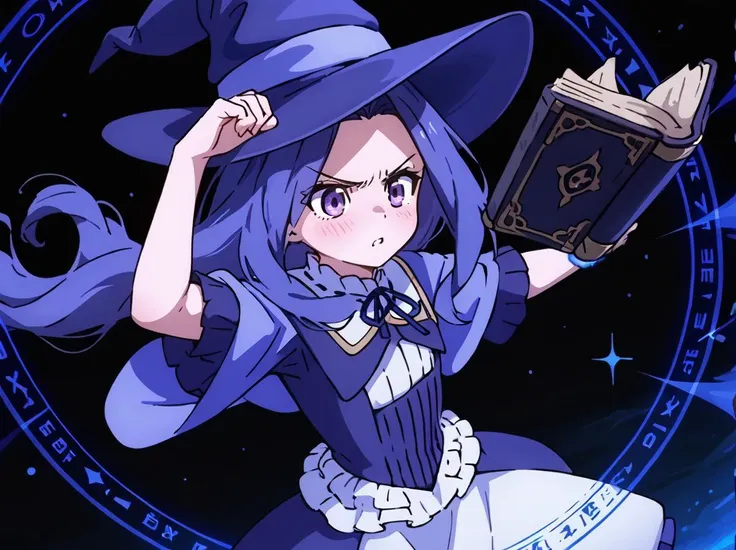 a close up of a person in a witch costume holding a book