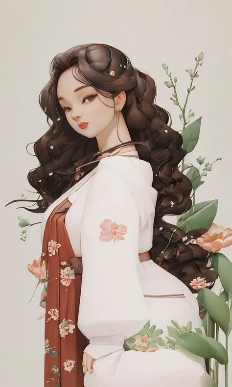 a woman sitting in a field of flowers with long hair and a turtle neck sweater on <lora:fugu02:0.8> <lora:nijiexpress:0.005>