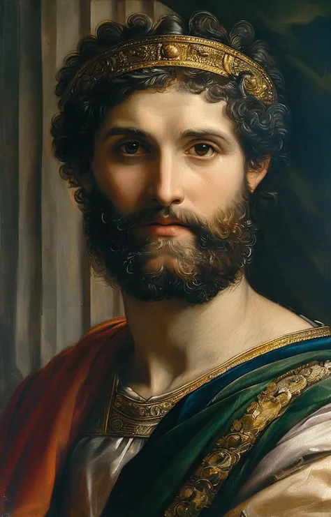 a painting of a man with a beard and a crown