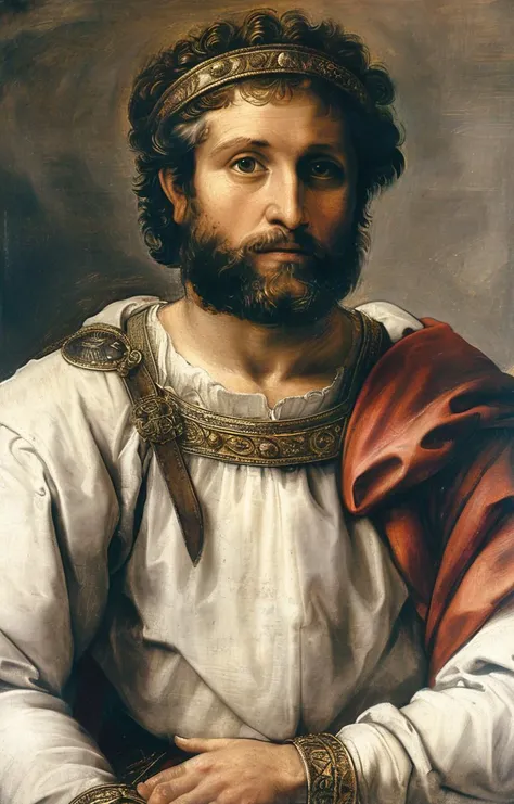 a painting of a man with a beard and a crown