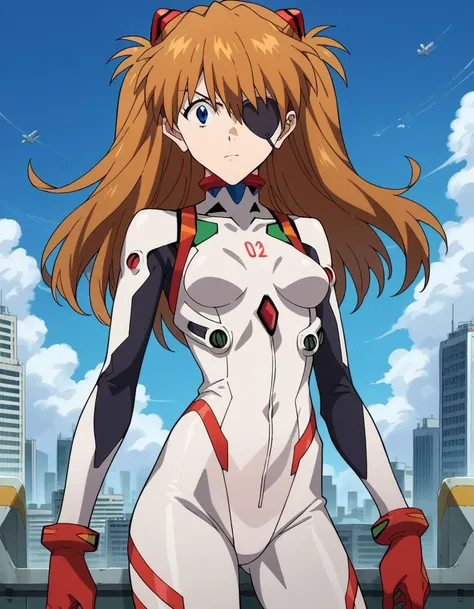 score_9, score_8_up, score_7_up, source_anime,
asukalangley, <lora:asuka-langley-soryu-rebuild-ponyxl-lora-nochekaiser:1>,
asuka langley soryu, long hair, bangs, blue eyes, brown hair, hair ornament,
eyepatch, bodysuit, pilot suit, plugsuit, white bodysuit...