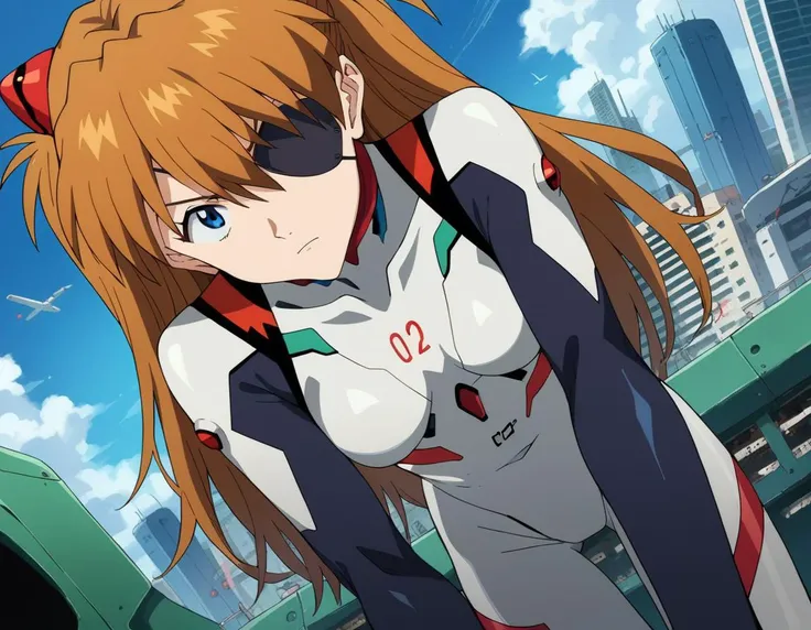 score_9, score_8_up, score_7_up, source_anime,
asukalangley, <lora:asuka-langley-soryu-rebuild-ponyxl-lora-nochekaiser:1>,
asuka langley soryu, long hair, bangs, blue eyes, brown hair, hair ornament,
eyepatch, bodysuit, pilot suit, plugsuit, white bodysuit...