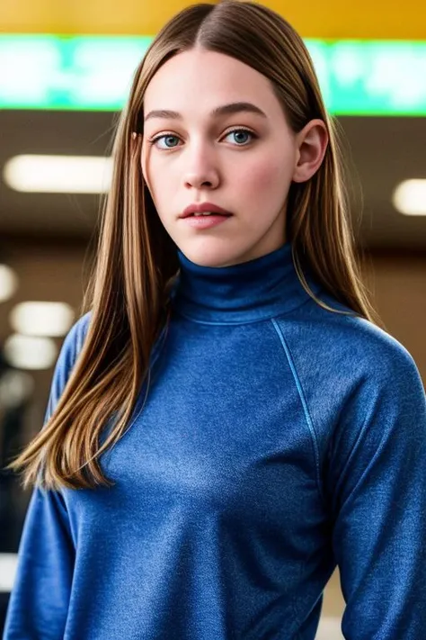 Picture, high quality, beautiful Koh_VictoriaPedretti, a woman in a gym  wearing turtleneck sportswear, perfect eyes, perfect face, gym, sports, fitness, sharp focus