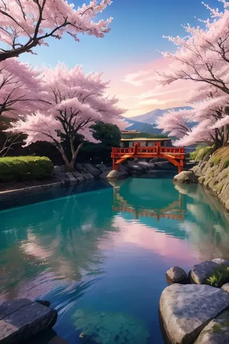 a close up of a bridge over a body of water with trees