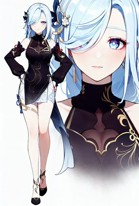 anime girl with blue hair and blue eyes holding a sword