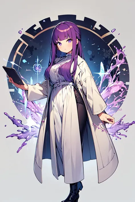 masterpiece,best quality,fullbody,1girl,solo,(scientist clothes,scientist background:1.2),purple hair,long hair,