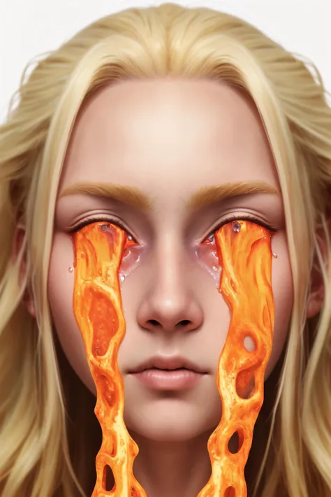 a close up of a woman with a fire on her face