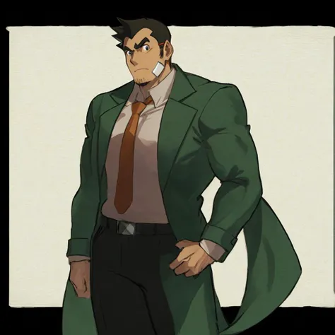 gumshoe, broad shoulders, muscular male,