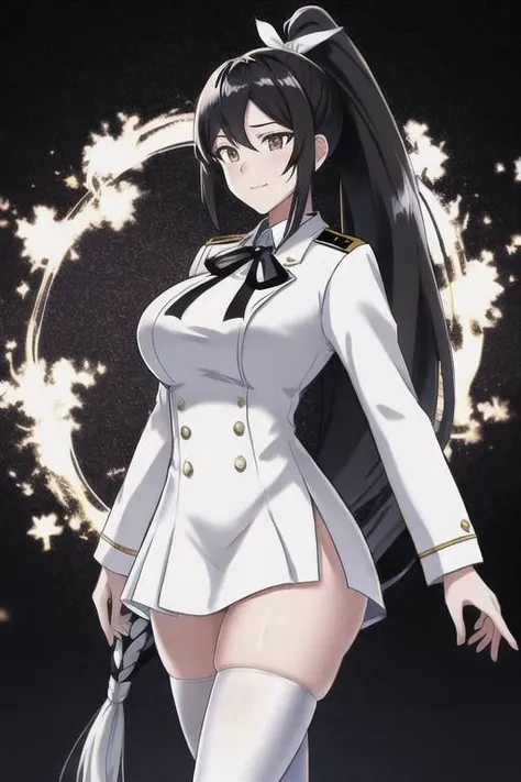 a woman in a uniform is standing in front of a circle