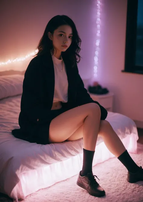 xxmix_girl
1 girl, sit, crossing leg 
bed
detailed,
dark, rim light, 
(lofi, analog, )
by Brandon Woelfel