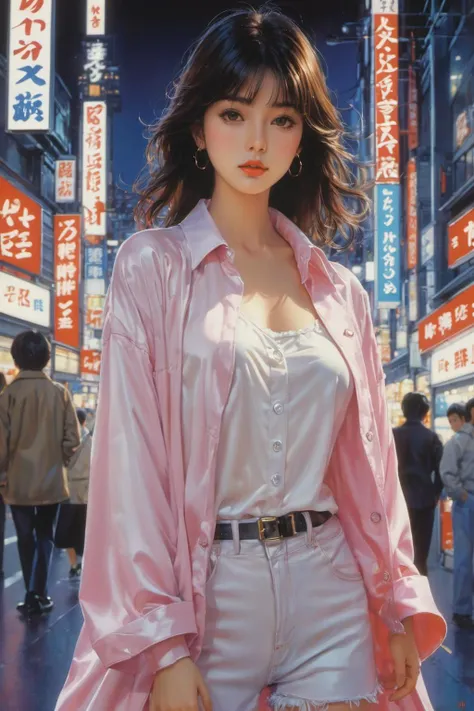 1girl , kawaii,
shirt, coat 1980s japan night city
(art by  Noriyoshi Ohrai	)
xxmix girl