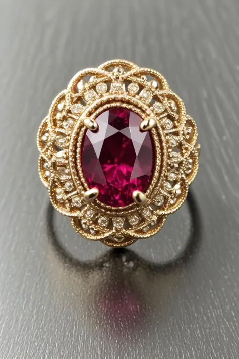 breathtaking no humans, hdr, a heavy set tear cut ruby ring with intricate gold filigree, <lora:lcm-lora-sdv1-5:0.7>, masterpiece, award-winning, professional, highly detailed