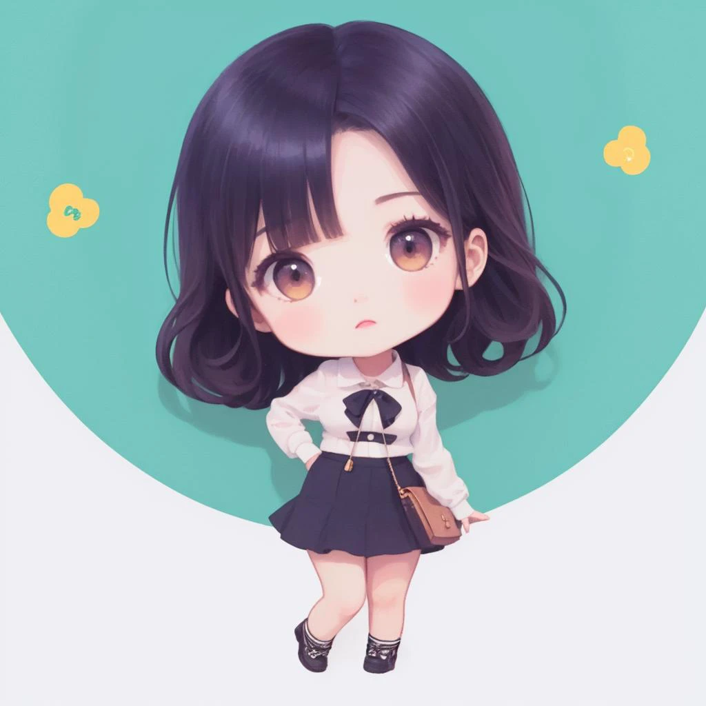 ((((ultra illustrated style:1.0)))),best quality,best animated,masterpiece,ray tracing, global illumination,chibi,1girl, solo, standing, looking at viewer,full body,white background, simple background,<lora:chibi:1>