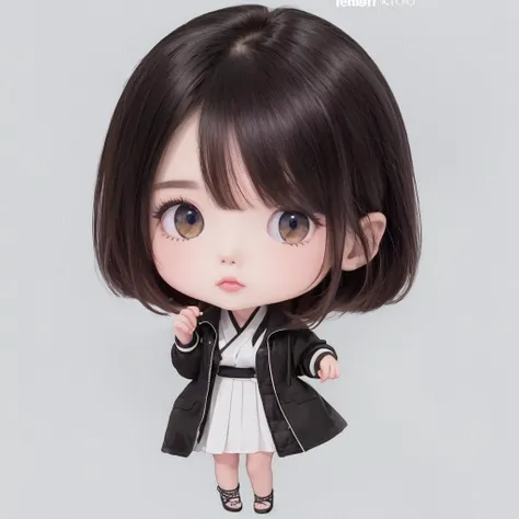 ((((ultra illustrated style:1.0)))),best quality,best animated,masterpiece,ray tracing, global illumination,chibi,1girl, solo, standing, looking at viewer,full body,white background, simple background,  A Korean girl<lora:chibi:1> <lora:A Korean girl-00000...