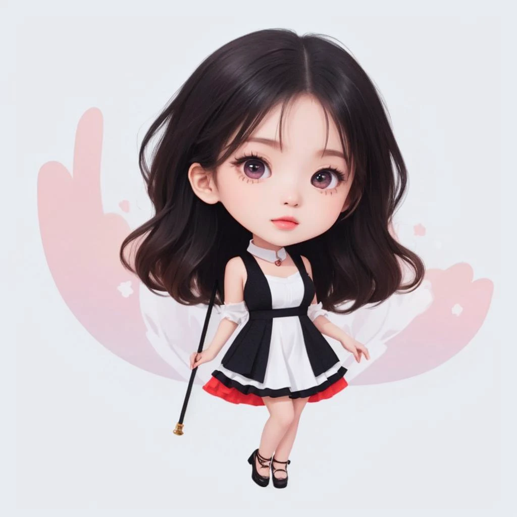 ((((ultra illustrated style:1.0)))),best quality,best animated,masterpiece,ray tracing, global illumination,chibi,1girl, solo, standing, looking at viewer,full body,white background, simple background,<lora:chibi:1>