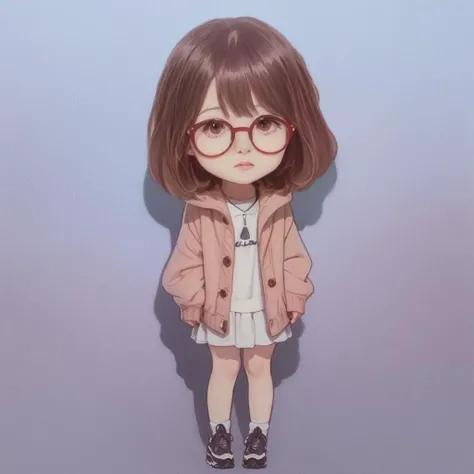 ((((ultra illustrated style:1.0)))),best quality,best animated,masterpiece,ray tracing, global illumination,chibi,1girl, solo, standing, looking at viewer,full body,white background, simple background, Winter clothes,<lora:chibi:1> <lora:Kuriyama Mirai Win...