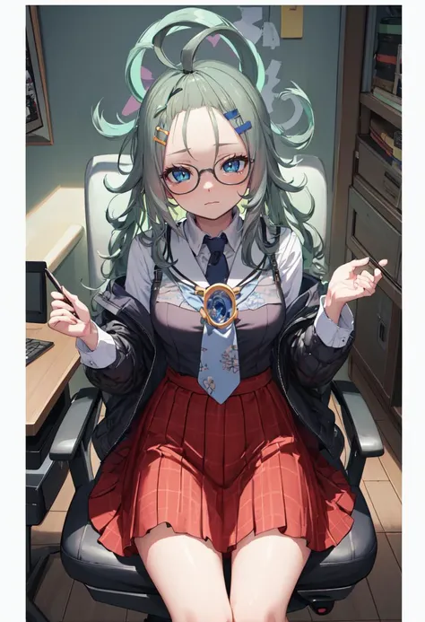 (safe:1.10), best quality, masterpiece, highres, solo, (meru_bluearchive:1.10), sitting, sitting on chair, chair, cowboy shot, looking at viewer, 22 <lora:meru_bluearchive:0.80>