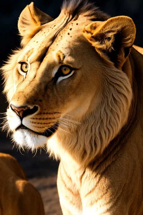 lions, desert, (masterpiece),((ultra-detailed)), (highly detailed CG illustration),(expressionless), (best quality:1.2), High quality texture, intricate details, detailed texture, High quality shadow, Cinematic Light, Depth of field, light source contrast,...