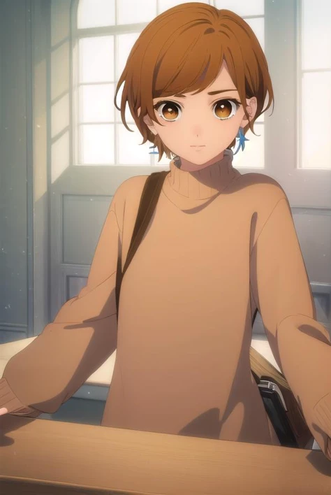 rinfujishiro, <lora:rin fujishiro-alpha-lora-nochekaiser:1>,
rin fujishiro, short hair, bangs, brown hair, (brown eyes:1.5), smile,
BREAK shirt, long sleeves, jewelry, earrings, sweater,
BREAK indoors,
BREAK looking at viewer, (cowboy shot:1.5),
BREAK <lyc...