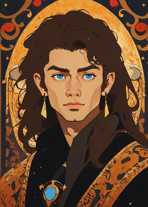 a male teenager with black robe, pretty boy, nice,
portrait, facing viewer, 1boy, solo,
blue eyes, brown long_hair, dnd a character profile,
<lora:derpd - DerpdeedooStyle:0.5> derpd
<lora:PZH_tarot_electronic:0.8>
<lora:comicDiffusion_v2:0.8>