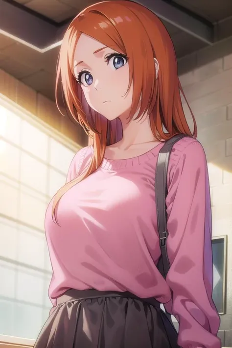 inoueorihime, <lyco:originalinoueorihime-lyco-nochekaiser:1>,
inoue orihime, long hair, orange hair, (grey eyes:1.5),
BREAK sweater, (pink sweater:1.5), long sleeves, puffy sleeves, skirt, blue skirt, long skirt,
BREAK looking at viewer, full body,
BREAK i...