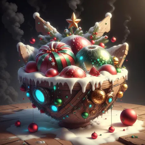 <lora:add_detail:0.8>,
<lora:XmasTech-20:1>, scifi, XmasTech,
 bowl of fruit