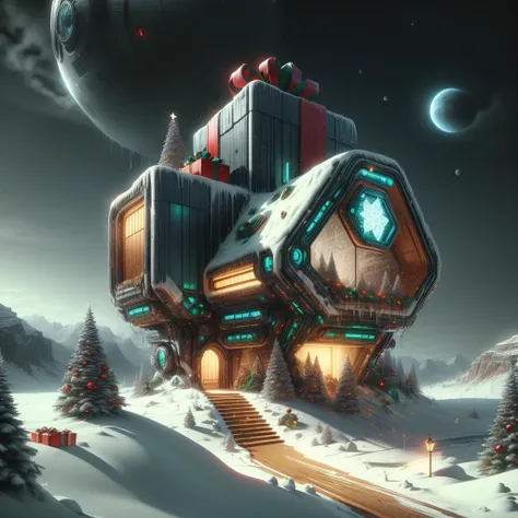 <lora:add_detail:0.8>,
<lora:XmasTech-20:1>, scifi, XmasTech,
 house on a hill