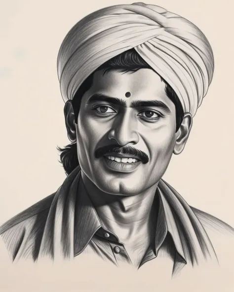 a drawing of a man with a turban on his head