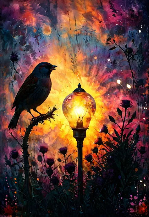 Lit the lamp bulb before the sunrise, Before sparrow cry from thistle, The kettle boil before it whistle, The sky bleed purple, The night fight before it die, <lora:xl_more_art-full_v1:0.4>,  <lora:MJ52:0.4>, Back lighting, <lora:Lost_In_Dreams:0.8>, <lora...