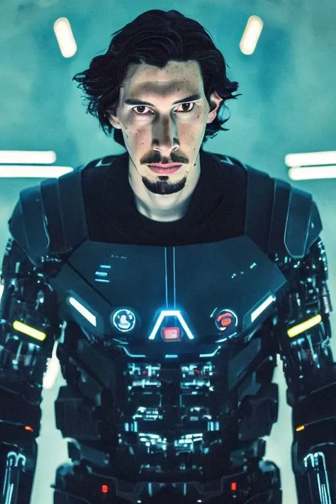 masterpiece adam driver, upper body, perfect face, beautiful mouth, beautiful eyes, seductive look, half long hair, look over sh...