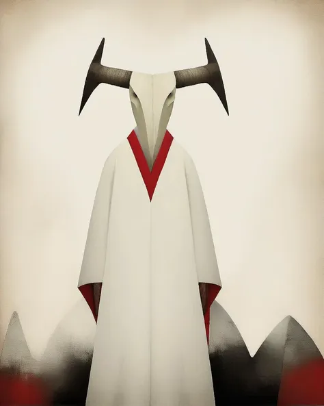 there is a white and red robe with horns on it