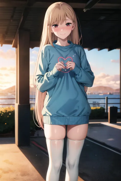 anime girl with long hair and blue dress standing on platform