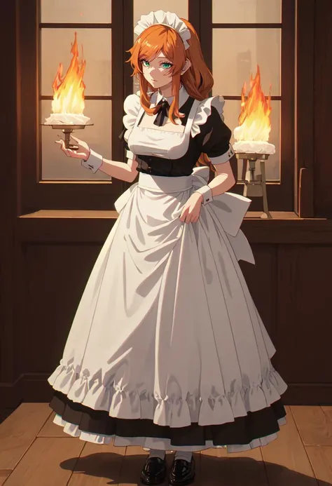 best quality, masterpiece, highres, solo, (flamme_sousounofrieren:1.10), (maid:1.40), (long maid dress:1.15), anime_style, 16 <lora:flamme_sousounofrieren:0.80>