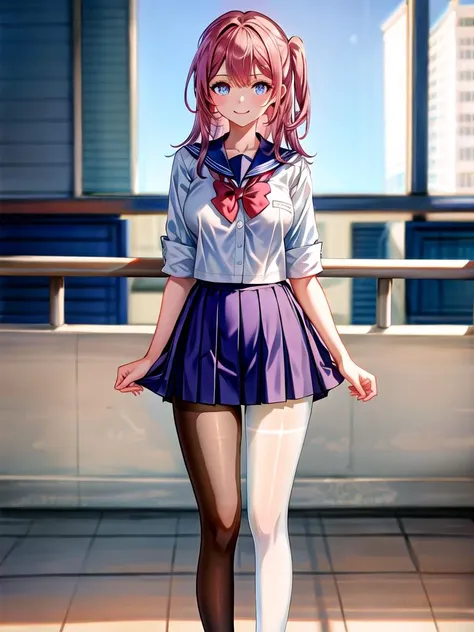 anime girl in a short skirt and shirt posing for a picture