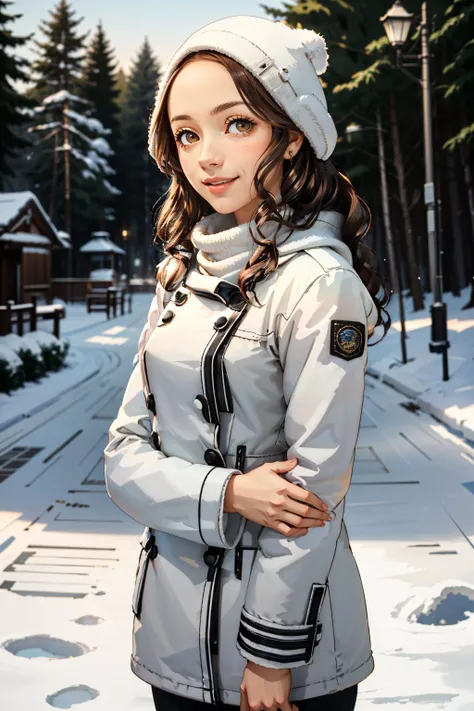 ((masterpiece, best quality))
<lora:Persona4AiEbihara:0.8>
Persona4AiEbihara, 1girl, solo, brown hair, brown eyes, in a winter wonderland, cowboy shot, winter clothing, smile