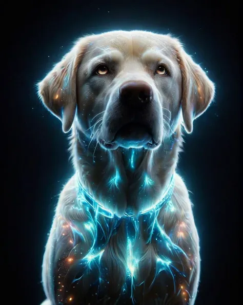 made of ais-blmn, art by brandon woelfel, instagram photo of, Expressive (Labrador Retriever:1.3) , Smoky Conditions, Lomography Color 100, L USM, bokeh, lights in the background, geeky, feminine, high contrast, dark background, soft color scheme, opulent,...